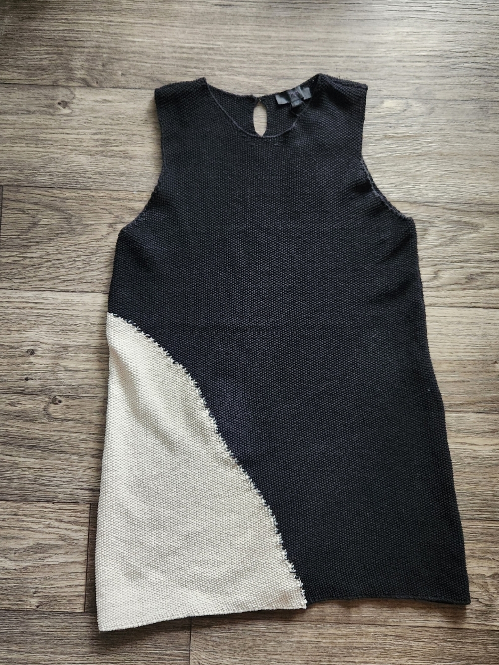 Zara NWT Colorblock Asymmetrical Pattern Knit Shift Dress Size Large